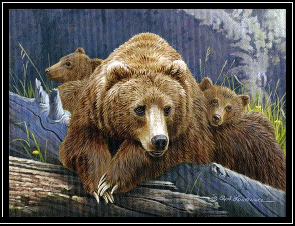 Grizzly bear with cubs